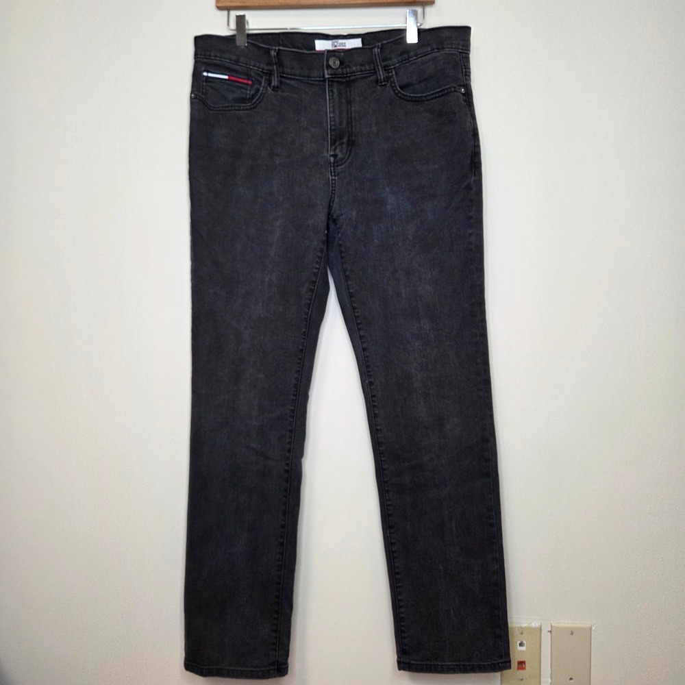Tommy Hilfiger Denim Mens Straight Leg Jeans Faded Black 34x32 Stretch Pants